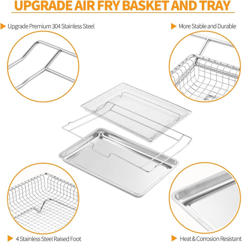 atgestore NX-AA5000RS Air Fryer Tray Replacement for Samsung Oven Parts 24.7 x 16.5 IN Air Fryer Basket DG75-01001C Stainless Steel Air Fryer Oven Rack NE63A6511SS Samsung Oven Accessories 1 Set - Image 3